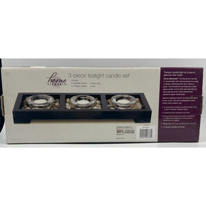 NIB HOME ELEMENTS 3 piece tealight candle set with rocks relaxing